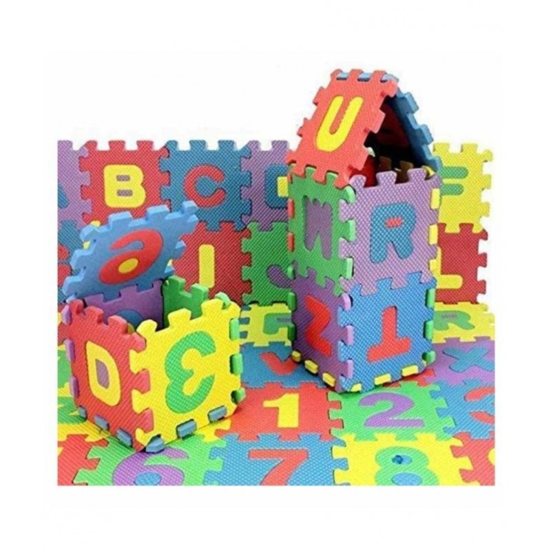 Kremlys Puzzle Mat for Kids, Interlocking Learning Alphabet and Number Mat toy for Kids, 36 Pieces - Multi-Color