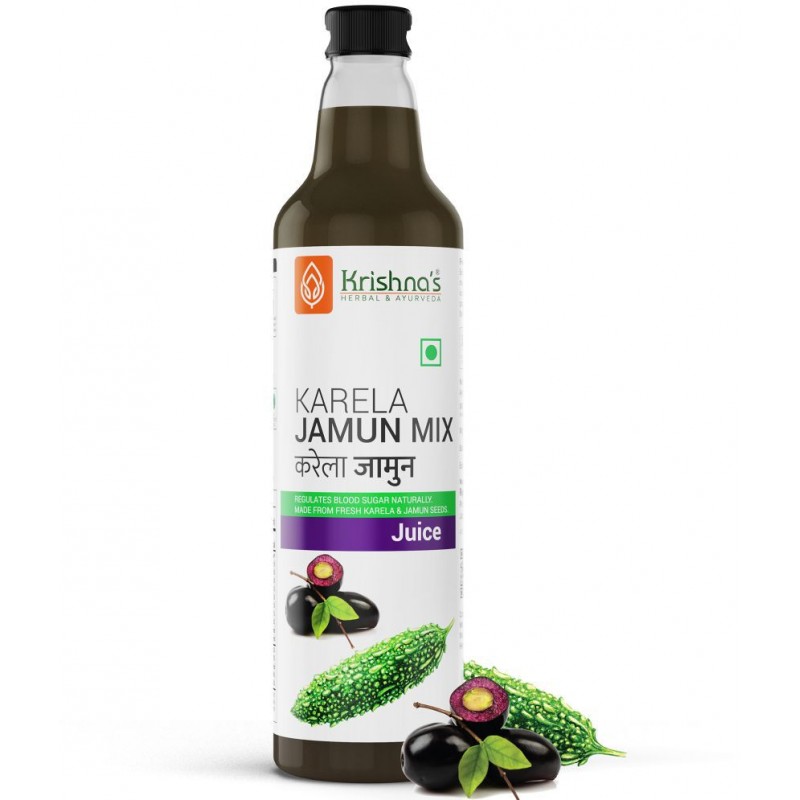 Krishna's Herbal & Ayurveda Karela  Jamun Mix Juice 750ml (Glass Pack)