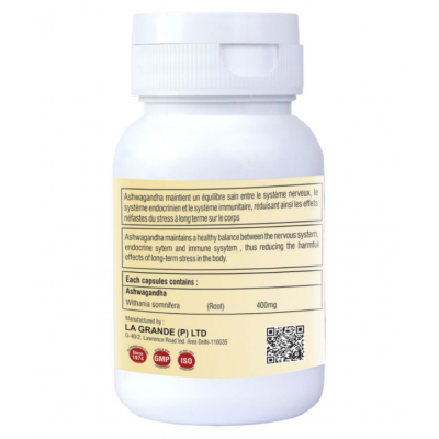 LA NUTRACEUTICALS Ashwagandha Herbal Capsule 60 no.s Pack Of 2 LA NUTRACEUTICALS Ashwagandha Herbal Capsule 60 no.s Pack Of 2
