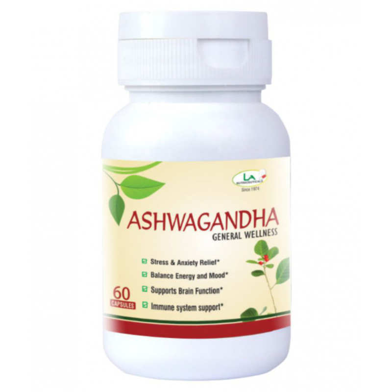 LA NUTRACEUTICALS Ashwagandha Herbal Capsule 60 no.s Pack Of 2 LA NUTRACEUTICALS Ashwagandha Herbal Capsule 60 no.s Pack Of 2