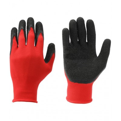LAXMI Nylon Anti Cut Resistance Red Black Hand Gloves  (Pack of 10) Nylon Safety Glove