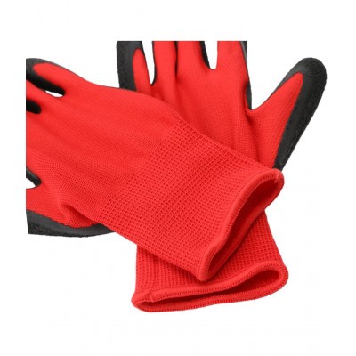 LAXMI Nylon Anti Cut Resistance Red Black Hand Gloves  (Pack of 10) Nylon Safety Glove