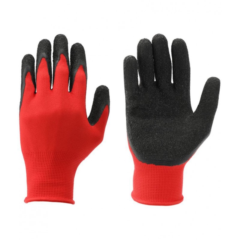 LAXMI Nylon Anti Cut Resistance Red Black Hand Gloves (Pack of 01) Nylon Safety Glove