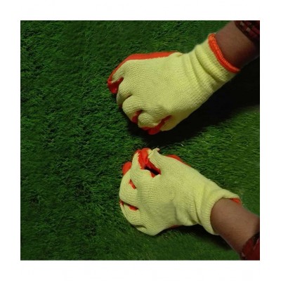 LAXMI Nylon Anti Cut Resistance Yellow Orange Hand Gloves  (Pack of 05) Nylon Safety Glove