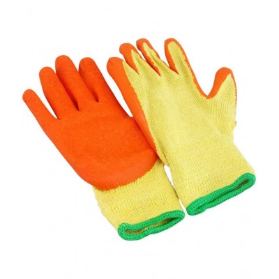 LAXMI Nylon Anti Cut Resistance Yellow Orange Hand Gloves  (Pack of 10) Nylon Safety Glove