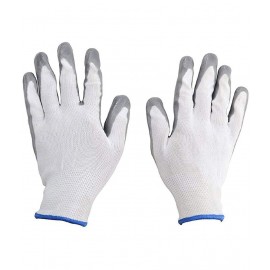 LAXMI White&Grey Nitrile Coated Hand Gloves (Pack of 01) Nylon Safety Glove