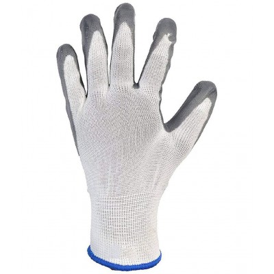 LAXMI White&Grey Nitrile Coated Hand Gloves (Pack of 10) Nylon Safety Glove
