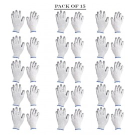 LAXMI White&Grey Nitrile Coated Hand Gloves (Pack of 15) Nylon Safety Glove