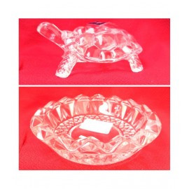 LS VRINDAVAN ,Crystal Tortoise with Bowl , 14 CM diameter ,