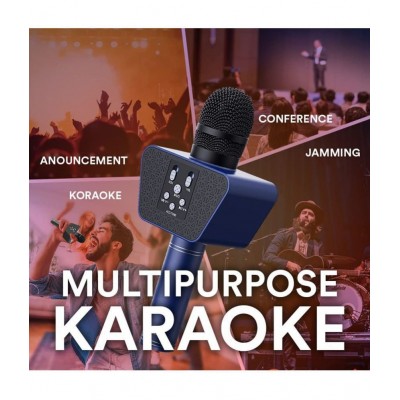 Landmark LM-BT-55-BL Stylish Wireless Rechargeable Bluetooth Karaoke Microphone for DJ Party & Singing