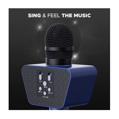Landmark LM-BT-55-BL Stylish Wireless Rechargeable Bluetooth Karaoke Microphone for DJ Party & Singing