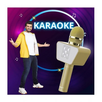 Landmark LM-BT-55-GD Stylish Wireless Rechargeable Bluetooth Karaoke Microphone for DJ Party & Singing