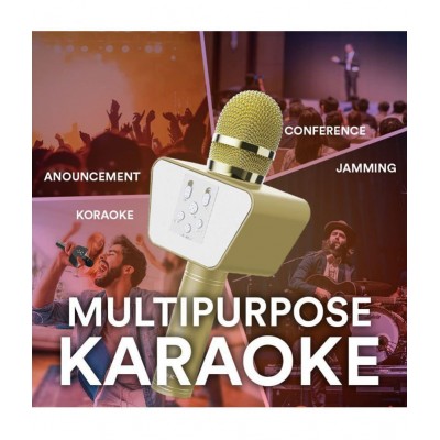 Landmark LM-BT-55-GD Stylish Wireless Rechargeable Bluetooth Karaoke Microphone for DJ Party & Singing
