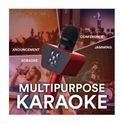 Landmark LM-BT-55-RD Stylish Wireless Rechargeable Bluetooth Karaoke Microphone for DJ Party & Singing