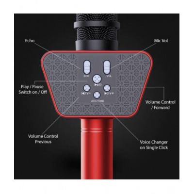 Landmark LM-BT-55-RD Stylish Wireless Rechargeable Bluetooth Karaoke Microphone for DJ Party & Singing