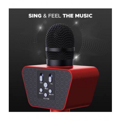 Landmark LM-BT-55-RD Stylish Wireless Rechargeable Bluetooth Karaoke Microphone for DJ Party & Singing