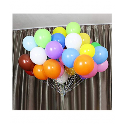 Latex Metallic Ballon ( Multicolor) with Balloon Pump (Pack of 101)