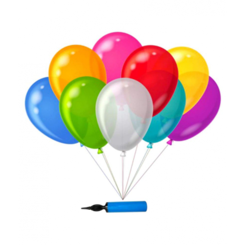 Latex Metallic Ballon ( Multicolor) with Balloon Pump (Pack of 101)