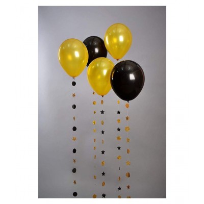 Latex Party Balloons  for Birthday / Anniversary / Baby Shower - (Black and Yellow)pack of 50 pcs