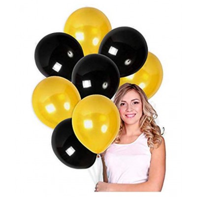 Latex Party Balloons  for Birthday / Anniversary / Baby Shower - (Black and Yellow)pack of 50 pcs
