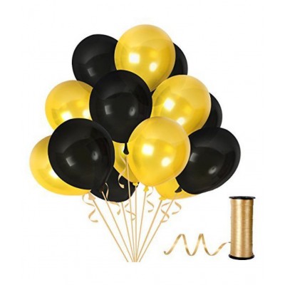 Latex Party Balloons  for Birthday / Anniversary / Baby Shower - (Black and Yellow)pack of 50 pcs