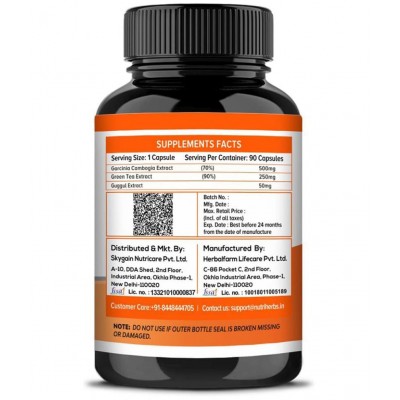 Leanhealth Garcinia Cambogia 800 mg with extract of Guggul and Green Tea - 90 Capsule | Helps in Natural Weight Manegement