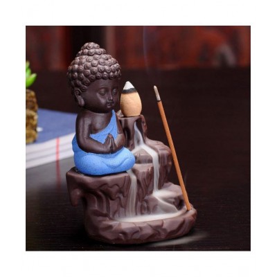 Leavess Idol Smoke Buddha Resin Buddha Idol 14 x 7 cms Pack of 1