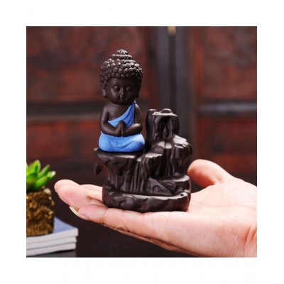 Leavess Idol Smoke Buddha Resin Buddha Idol 14 x 7 cms Pack of 1