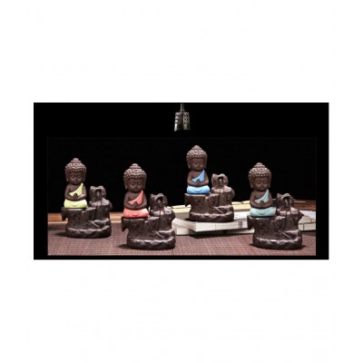 Leavess Idol Smoke Buddha Resin Buddha Idol 14 x 7 cms Pack of 1