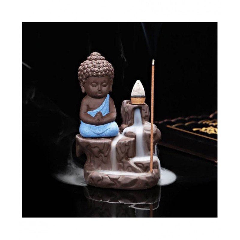 Leavess Idol Smoke Buddha Resin Buddha Idol 14 x 7 cms Pack of 1