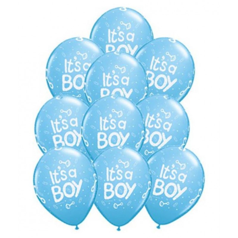 Light Color BIG Size 12 Inchs Latex Balloons, It’s a BOY (Sky Blue Pack of 25)-FREE Birthday Banner