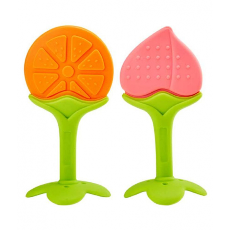 Little Warriors Fruit Shape Silicone Teether for Baby (Combo Saver Pack of 2) Teether