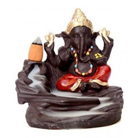 Lord Ganesha Smoke Backflow Cone Incense Holder Decorative Showpiece With 10 Smo 1 Resin Ganesha Idol x cms Pack of 1