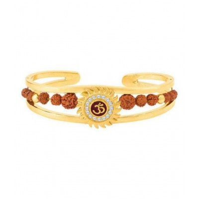 Lord Shiv High Quality Gold Plated Brass Om Mens Kada (adjustable Size)
