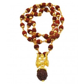 Lord Shiva Rudraksha Trishul Damru Pendant in Panchmukhi Copper Cap Mala Brass Pendant Lord Shiva Rudraksha Trishul Damru Pendant in Panchmukhi Copper Cap Mala Brass Pendant