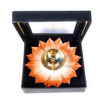 Lotus Diya Orange Color 6 inch With Box
