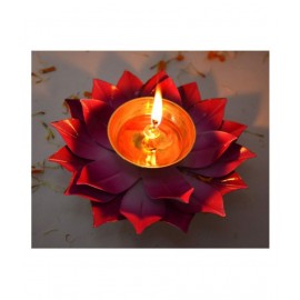 Lotus Diya Red Color 5 inch With Box