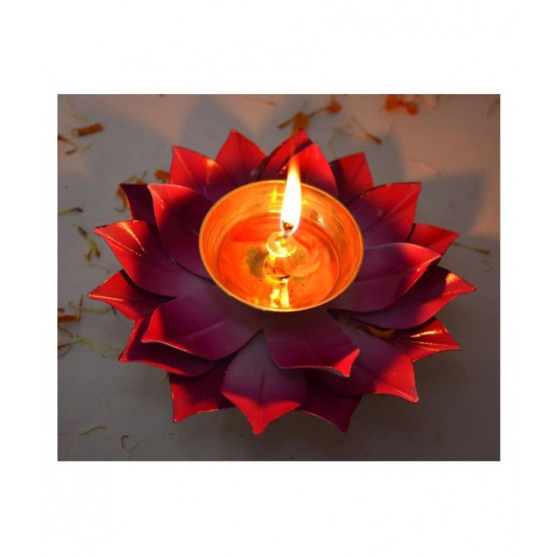 Lotus Diya Red Color 5 inch With Box