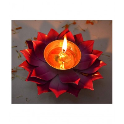 Lotus Diya Red Color 6 inch With Box