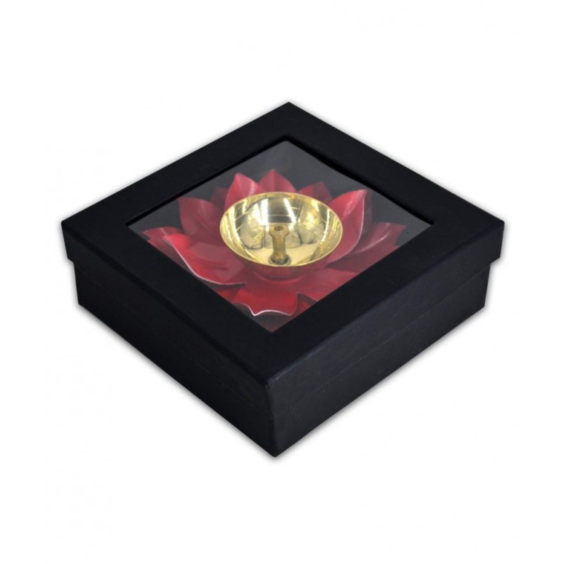 Lotus Diya Red Color 6 inch With Box