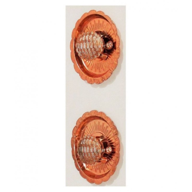 MANSRI TRADES METAL TORTOISE/TURTLE WITH PLATE - TWO PIECES- COPPER PLATED