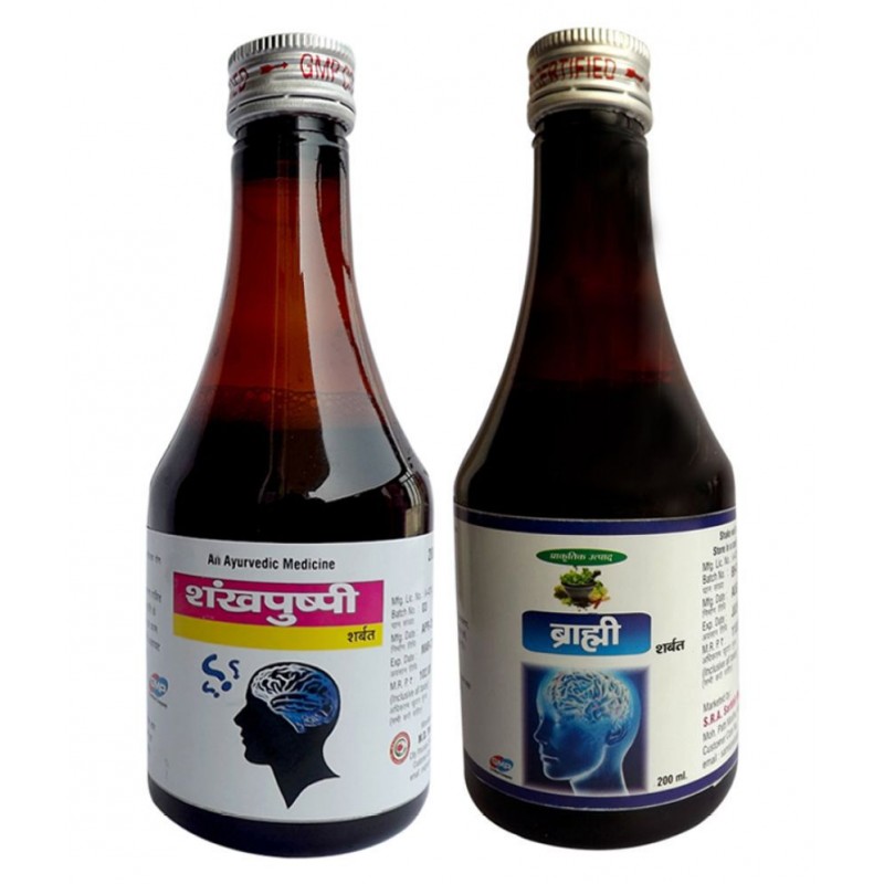 M.D. Pharmaceutical Brahmi Juice and Shankhapushpi Sharbat Liquid 200 ml Pack Of 4