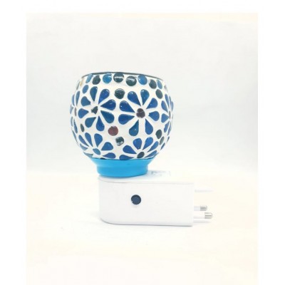 MDTL Mayukh Beautiful Ceramic Kapoor Dani/Aroma Oil Burner Cum Night Lamp with Switch (in-Built On/Off Button for Heating); Design May vary