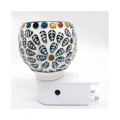 MDTL Mayukh Beautiful Ceramic Kapoor Dani/Aroma Oil Burner Cum Night Lamp with Switch (in-Built On/Off Button for Heating); Design May vary