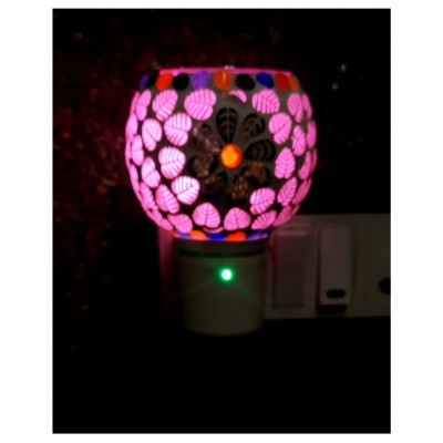 MDTL Mayukh Beautiful Ceramic Kapoor Dani/Aroma Oil Burner Cum Night Lamp with Switch (in-Built On/Off Button for Heating); Design May vary