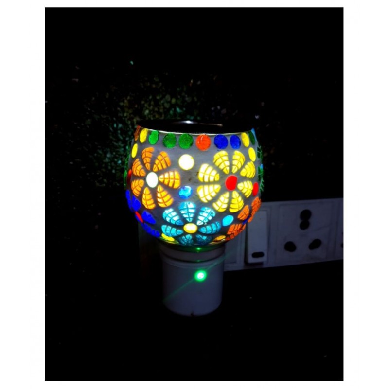 MDTL Mayukh Beautiful Ceramic Kapoor Dani/Aroma Oil Burner Cum Night Lamp with Switch (in-Built On/Off Button for Heating); Design May vary