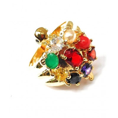 MERU NAVGARH NAVARATAN RING/TORTOISE RING/TURTLE RING/KACHUA RING/meru kachua पुरुषों और महिलाओं के लिए नवरातन रिंग एडजस्टेबल साइज़