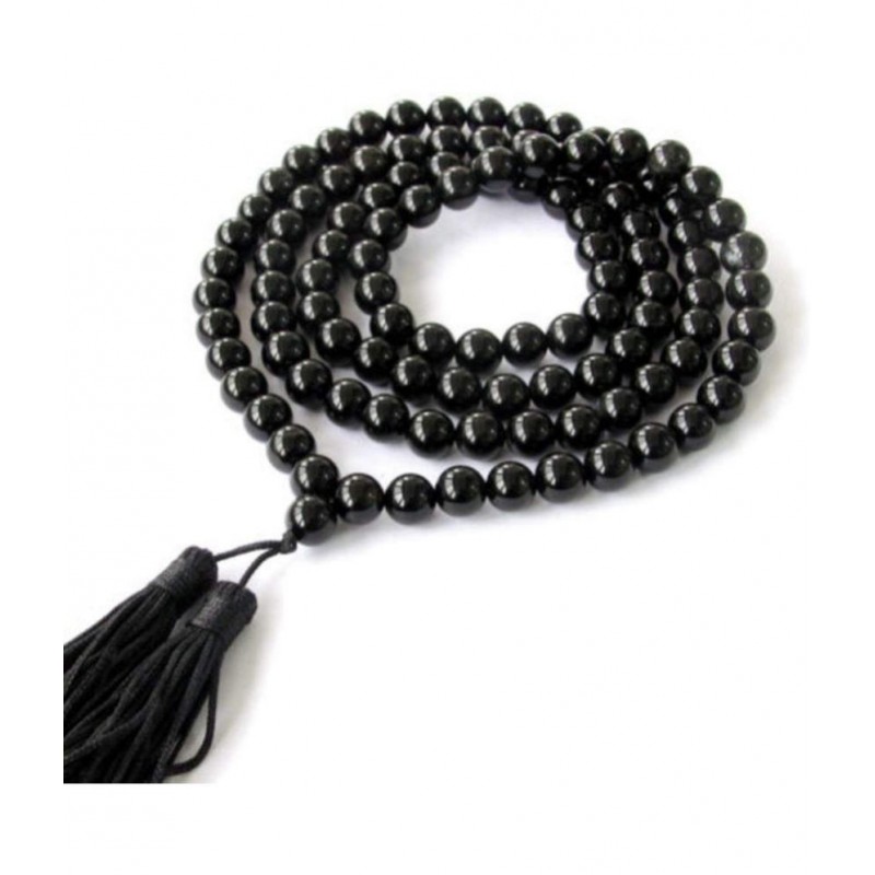 MITHILA™ Kale Hakik ki Mala | Sulemani Hakeek Mala | Black Agate Mala | Black Hakeek Mala | Jap Mala | 108 Natural Beads Black 6 mm (Approx)