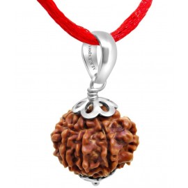 M.K.EXPORT 5Mukhi/Face Nepali Rudraksha Silver pletad Pendant Locket Natural & lab Certified for Men & Women