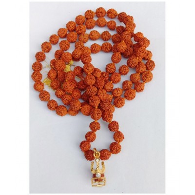 M.K.EXPORT Certifid Netural Rudraksha Mala 108+1 Rudraksha With Pendant Certificate Original mala for Japa